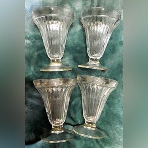 Old-fashioned ice cream, sundae glasses, footed